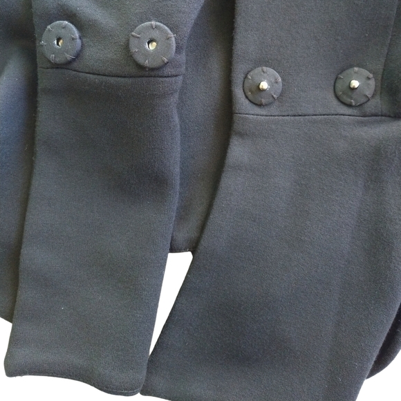 Cabi 3549 Agency Black Ponte Knit Moto Snap Jacket Peplum Hem Modern Stretch - Picture 5 of 8